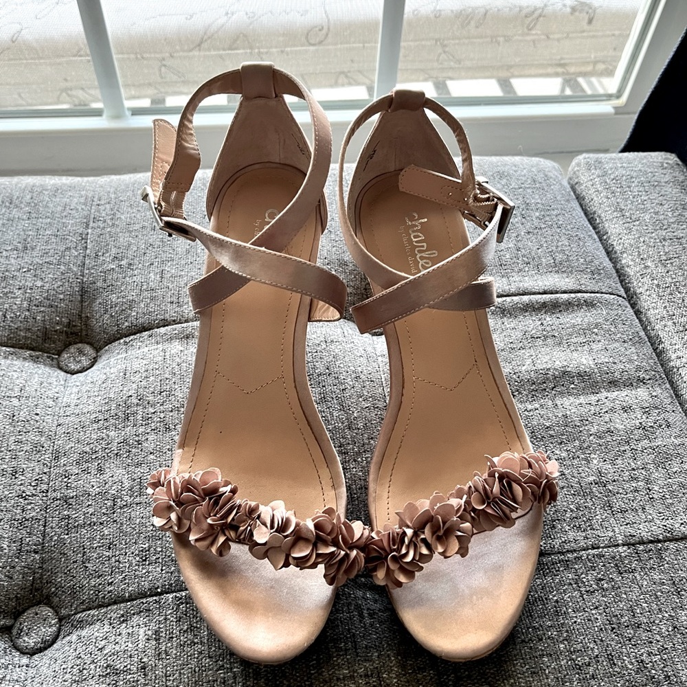 Champagne colored wedge heels